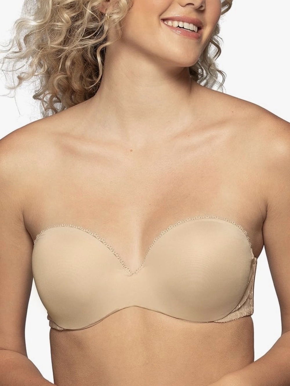 Vanity Fair Women's Gel Touch Padded Strapless Push Up Bra Beige Size 34C